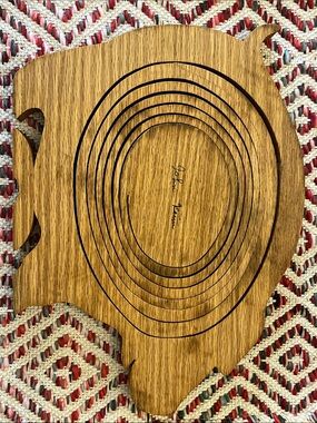 John Keim, Signed- Handmade Wooden Pig Basket/Trivet